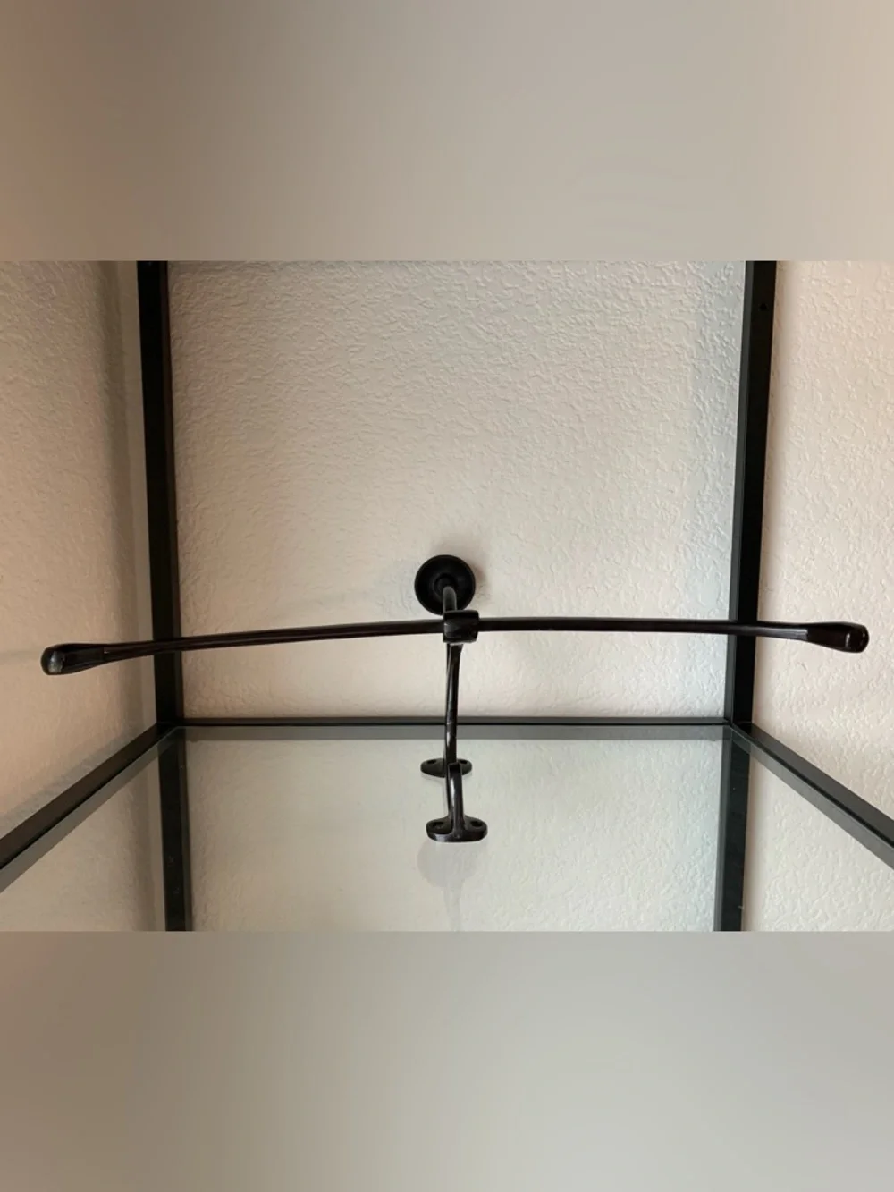 Wall-Mounted Bronze Coat Hanger With Hat Stand - Dark Brown Minimalist Display - Picture 3 of 7